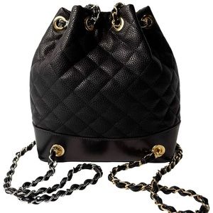 Quilted backpack bucket bag